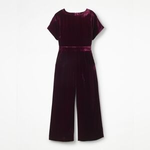 14 Boden Aston Maroon Velvet Jumpsuit